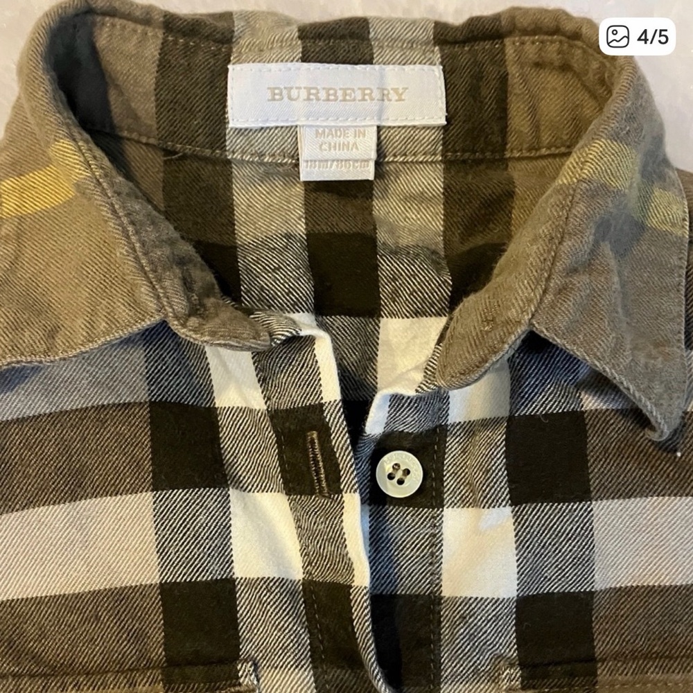 BURBERRY Plaid Shirt and Khaki Pants Set with Brown Boots - Picture 3 of 7